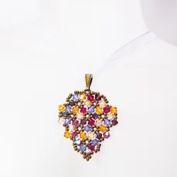 Pendant 65cm - Malvina Grapes-Violet Organza - Pendant 65cm - Laiton bronze